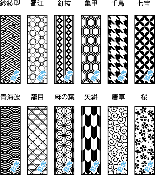 和柄喧嘩札 伝統和柄を立体的彫り上げる粋な金属喧嘩札